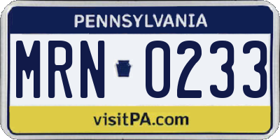 PA license plate MRN0233