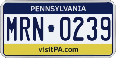 PA license plate MRN0239
