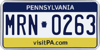 PA license plate MRN0263