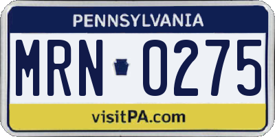 PA license plate MRN0275
