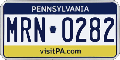 PA license plate MRN0282