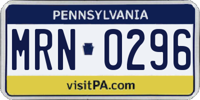 PA license plate MRN0296