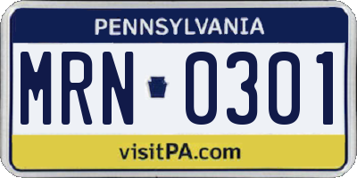 PA license plate MRN0301