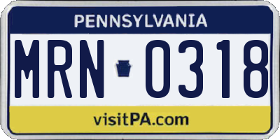 PA license plate MRN0318