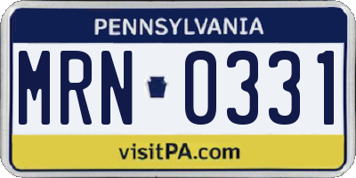PA license plate MRN0331