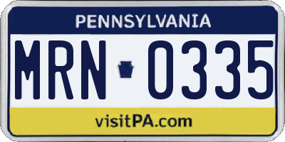 PA license plate MRN0335