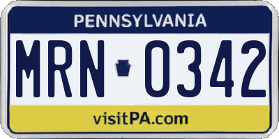 PA license plate MRN0342