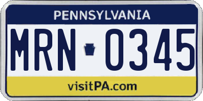 PA license plate MRN0345