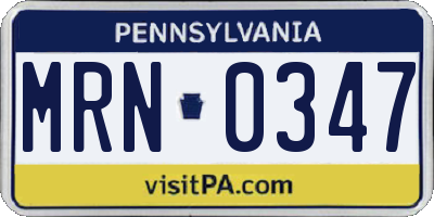 PA license plate MRN0347