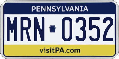 PA license plate MRN0352