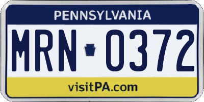 PA license plate MRN0372