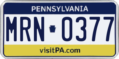 PA license plate MRN0377