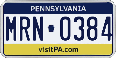 PA license plate MRN0384