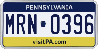 PA license plate MRN0396