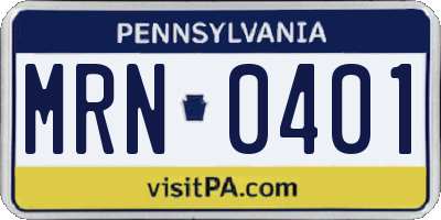 PA license plate MRN0401