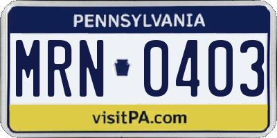 PA license plate MRN0403