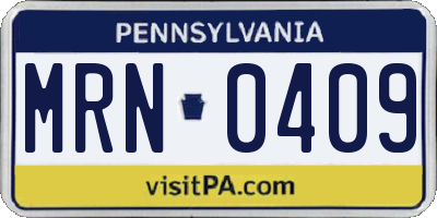 PA license plate MRN0409