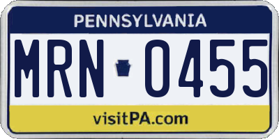 PA license plate MRN0455