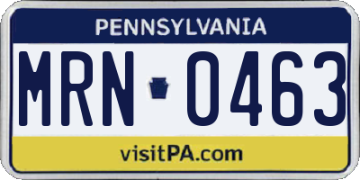 PA license plate MRN0463