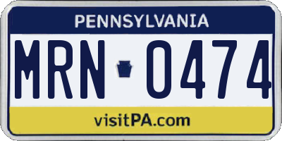 PA license plate MRN0474