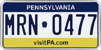 PA license plate MRN0477