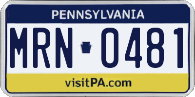 PA license plate MRN0481