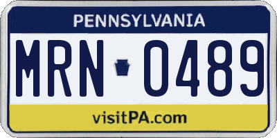 PA license plate MRN0489