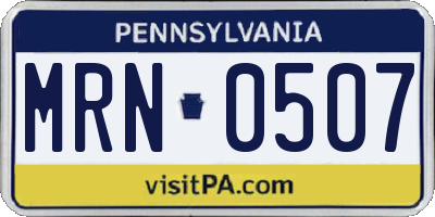 PA license plate MRN0507