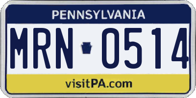 PA license plate MRN0514