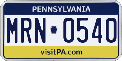 PA license plate MRN0540