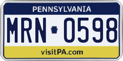 PA license plate MRN0598