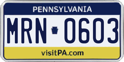 PA license plate MRN0603