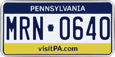 PA license plate MRN0640