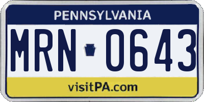PA license plate MRN0643