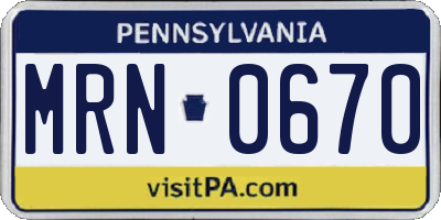 PA license plate MRN0670