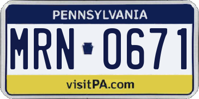 PA license plate MRN0671