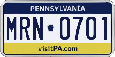 PA license plate MRN0701