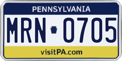 PA license plate MRN0705