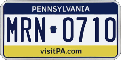 PA license plate MRN0710