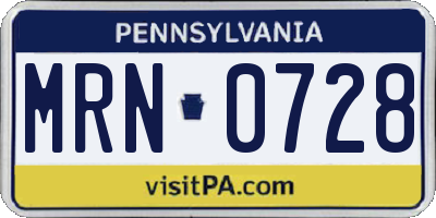 PA license plate MRN0728