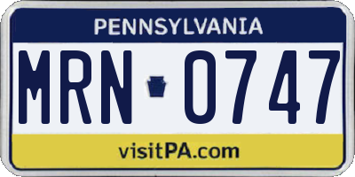 PA license plate MRN0747