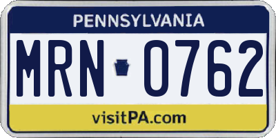 PA license plate MRN0762