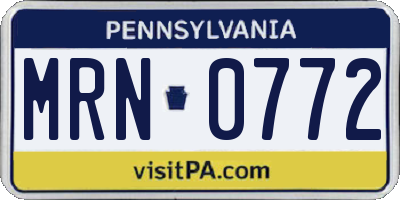 PA license plate MRN0772