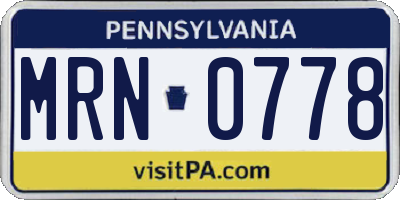 PA license plate MRN0778