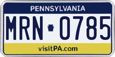 PA license plate MRN0785