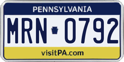 PA license plate MRN0792