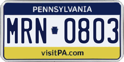 PA license plate MRN0803