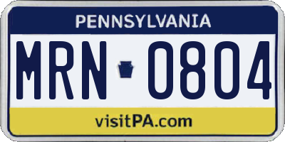 PA license plate MRN0804
