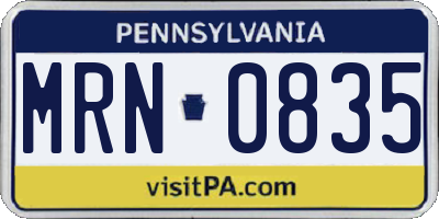 PA license plate MRN0835