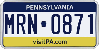 PA license plate MRN0871